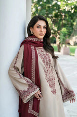 KHAADI HIT DHANAK WOOL EMBROIDERED 3 PIECE