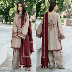 KHAADI HIT DHANAK WOOL EMBROIDERED 3 PIECE