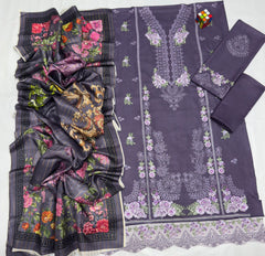 ZARA SHAHJAHAN LATEST HIT DHANAK PEACHWOOL EMBROIDERED 3 PIECE