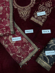 EMAAN ADEEL VELVETY EMBROIDERED 3 PIECE