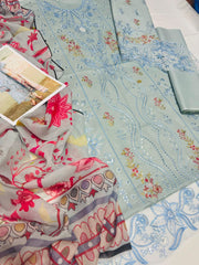 Qalamkar Embroidered 3 piece