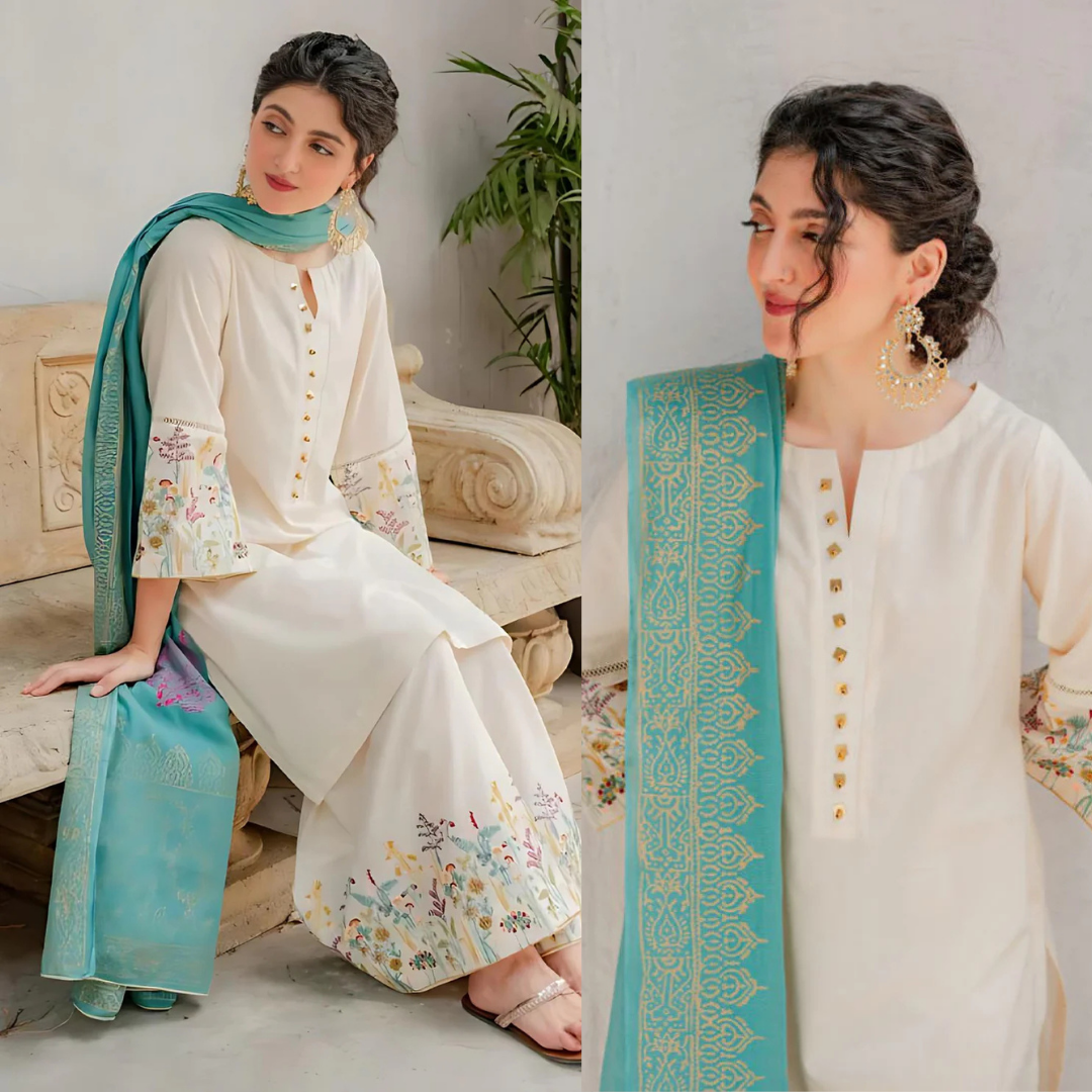 ASLIGN CASUALLY WEAR EMBROIDERED DHANAK WOOL 3 PIECE