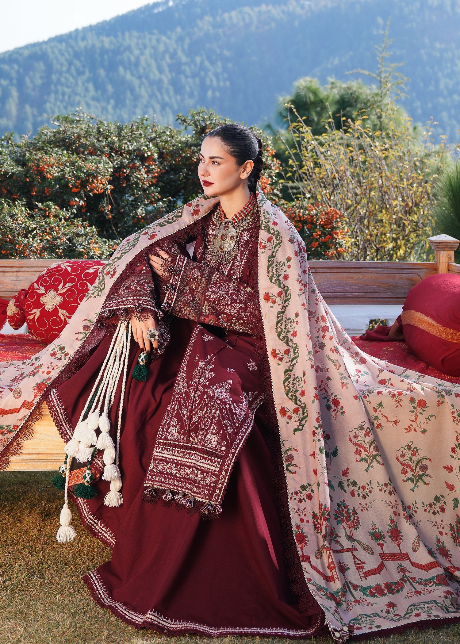 HUSSAIN REHAR WINTER EMBROIDERED DHANAK WOOL 3 PIECE