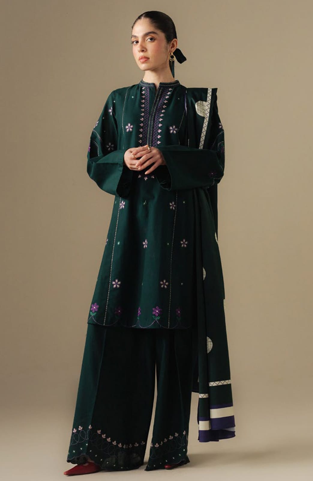 ZARA SHAHJAHAN LATEST HIT DHANAK WOOL EMBROIDERED 3 PIECE