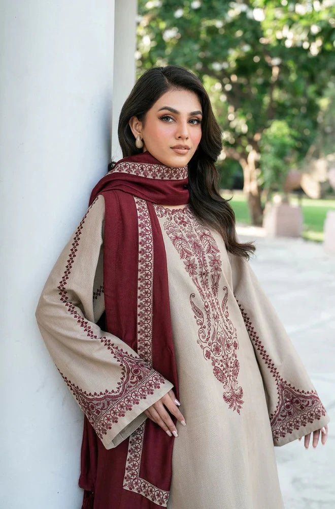 KHAADI HIT DHANAK WOOL EMBROIDERED 3 PIECE