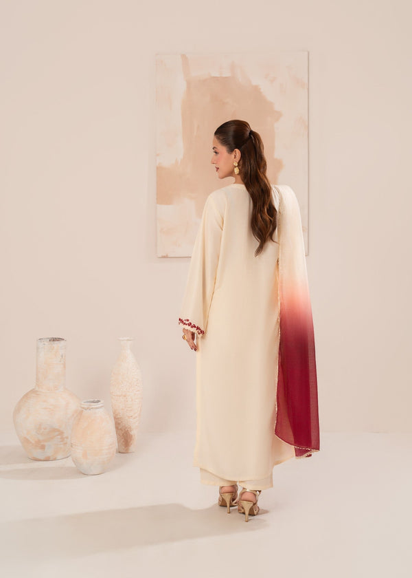 LATEST HIT DHANAK EMBROIDERED 3 PIECE WITH TIE AND DIE DUPTTA