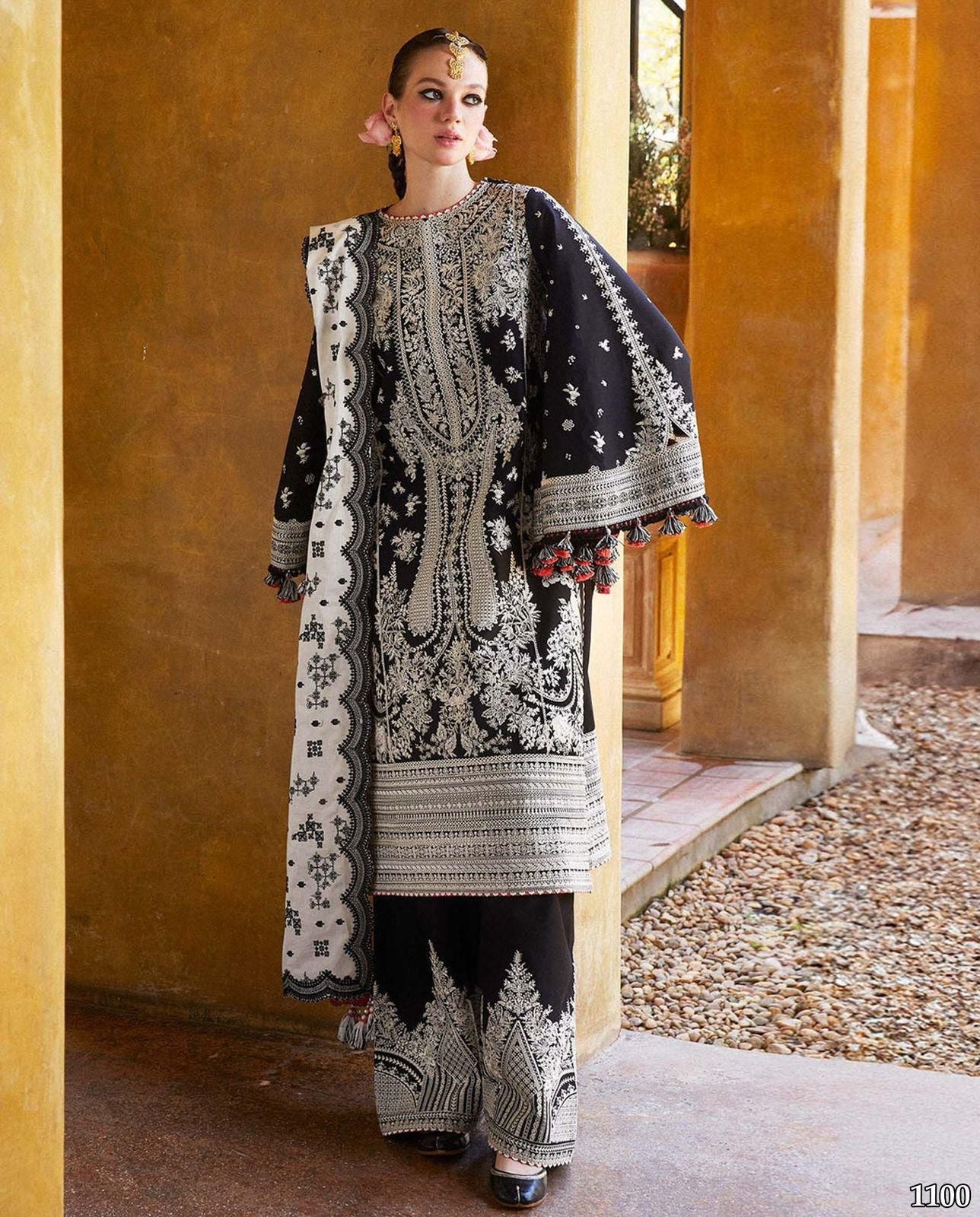 HUSSAIN REHAR Luxury LAWN Heavy Embroidered 3 PIECE 1001