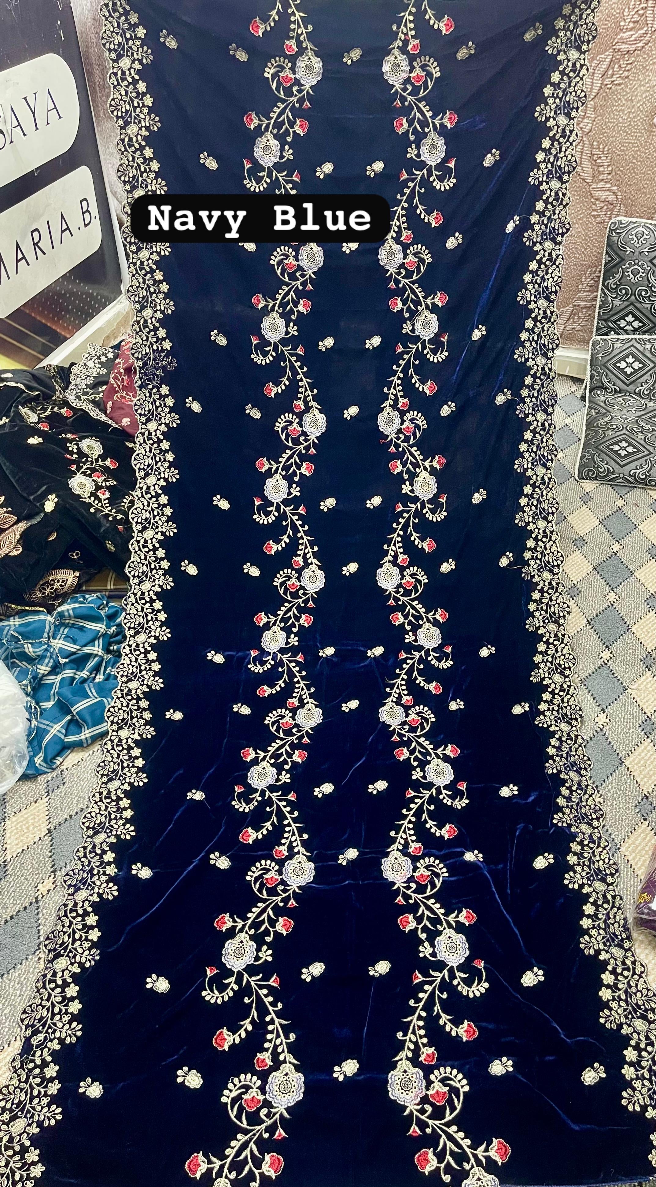 CEREMONIAL VELVET HEAVY LUXURY EMBROIDERED SHAWLS Ready To Wear