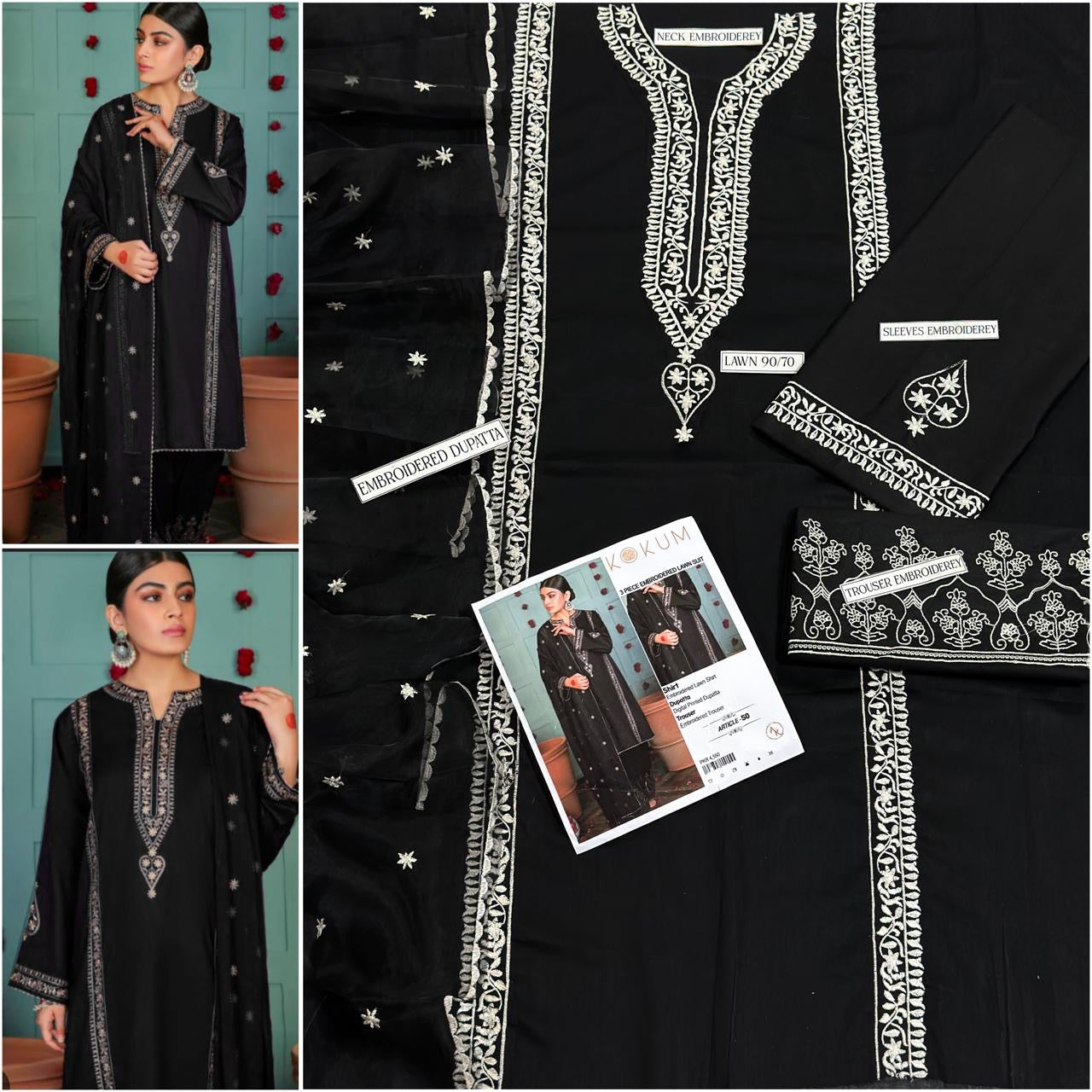 LAWN Cotton EMBROIDERED 3 PIECE