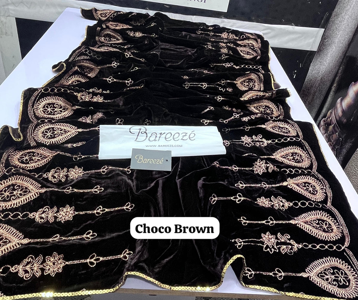 VELVET HEAVY EMBROIDERED SHAWLS READY TO WEAR