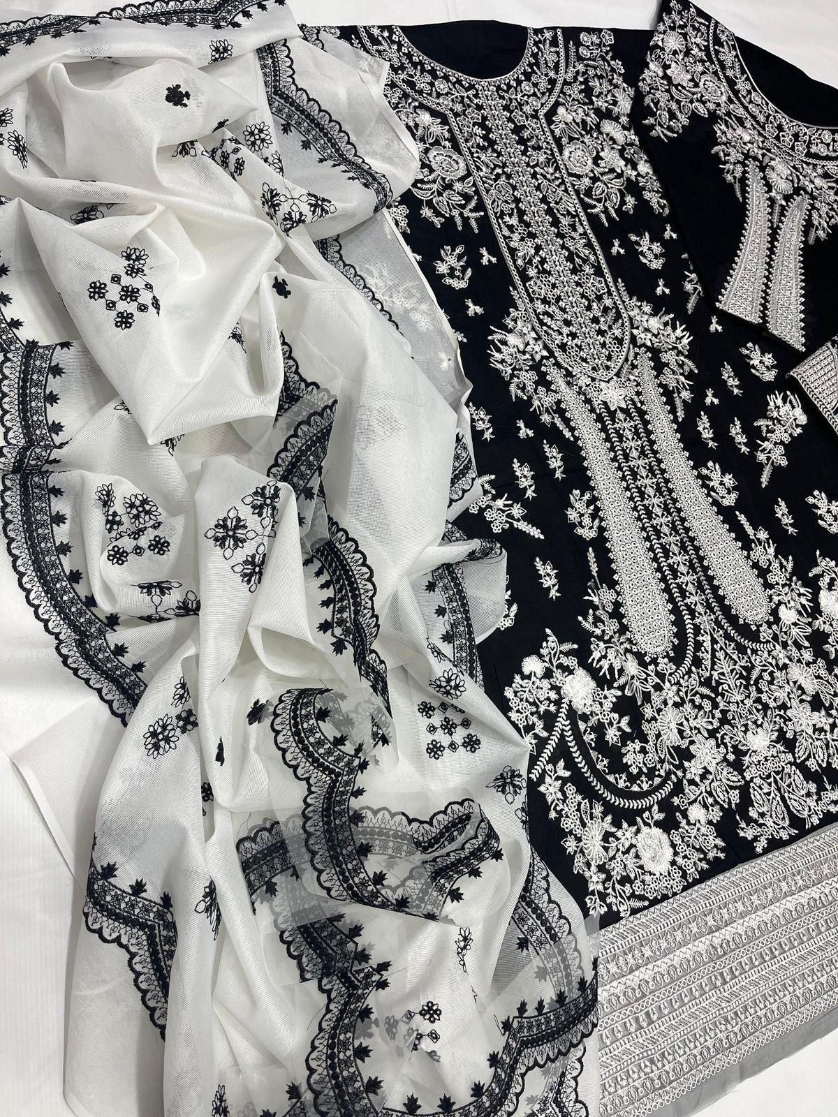 HUSSAIN REHAR Luxury LAWN Heavy Embroidered 3 PIECE 1001