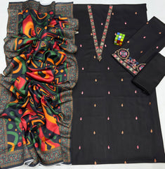 KHAADI BRAND EMBROIDERED DHANAK WOOL 3 PIECE