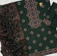 LUXURY HEAVY EMBROIDERED DHANAK WOOL 3 PIECE BIK5089