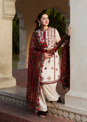 QALAMQAR LUXURY HEAVY EMBROIDERED DHANAK WOOL 3 PIECE BIK 5042