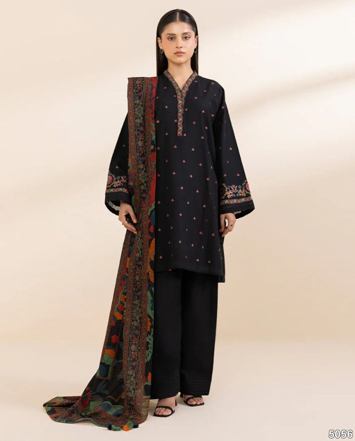 KHAADI BRAND EMBROIDERED DHANAK WOOL 3 PIECE