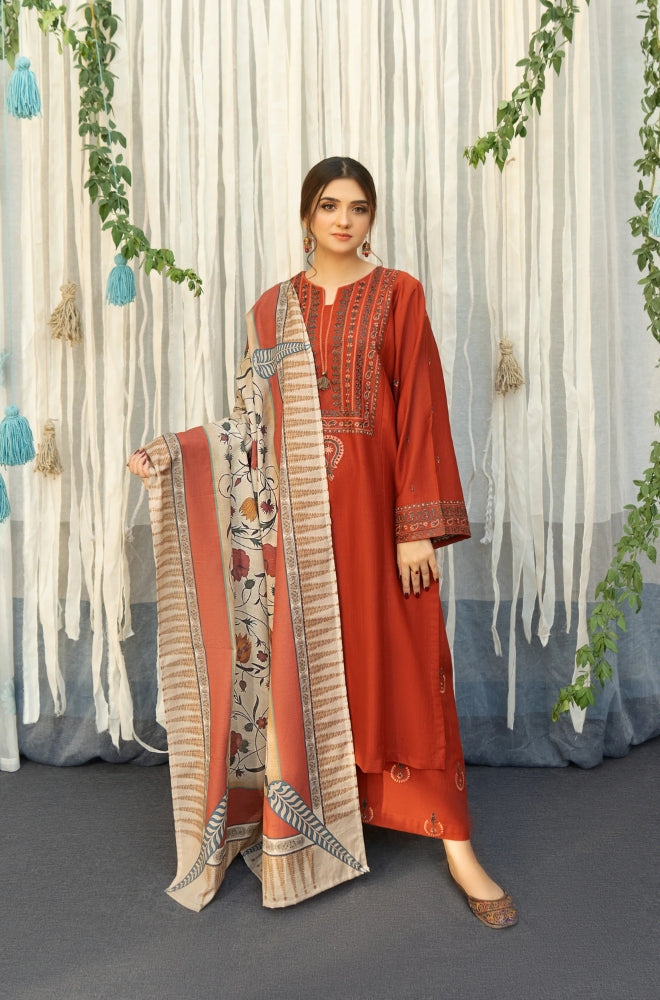 ASLIGN CASUALLY WEAR DHANAK WOOL EMBROIDERED 3 PIECE