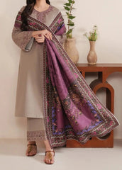 BAROQUE JAZMINE EMBROIDERED DHANAK WOOL 3 PIECE