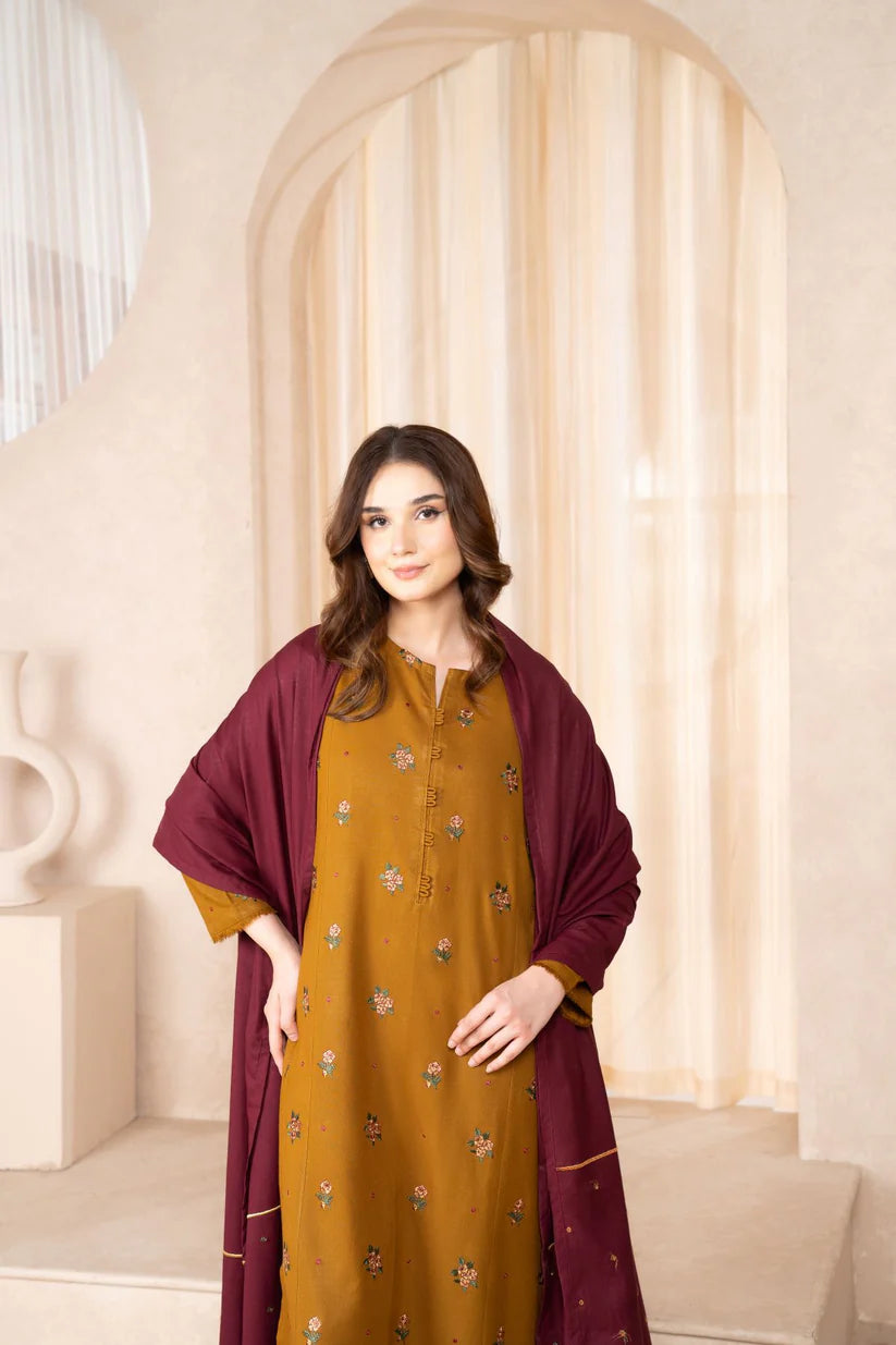 ASLIGN CASUALLY WEAR EMBROIDERED DHANAK WOOL 3 PIECE