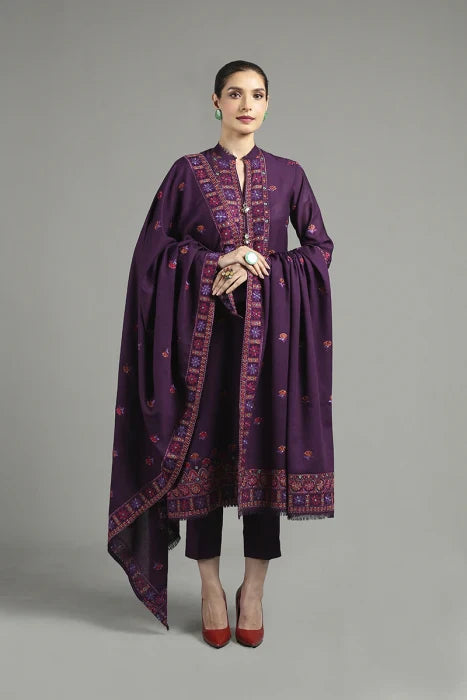 BAREEZE MOST HIT DHANAK WOOL EMBROIDERED 3 PIECE