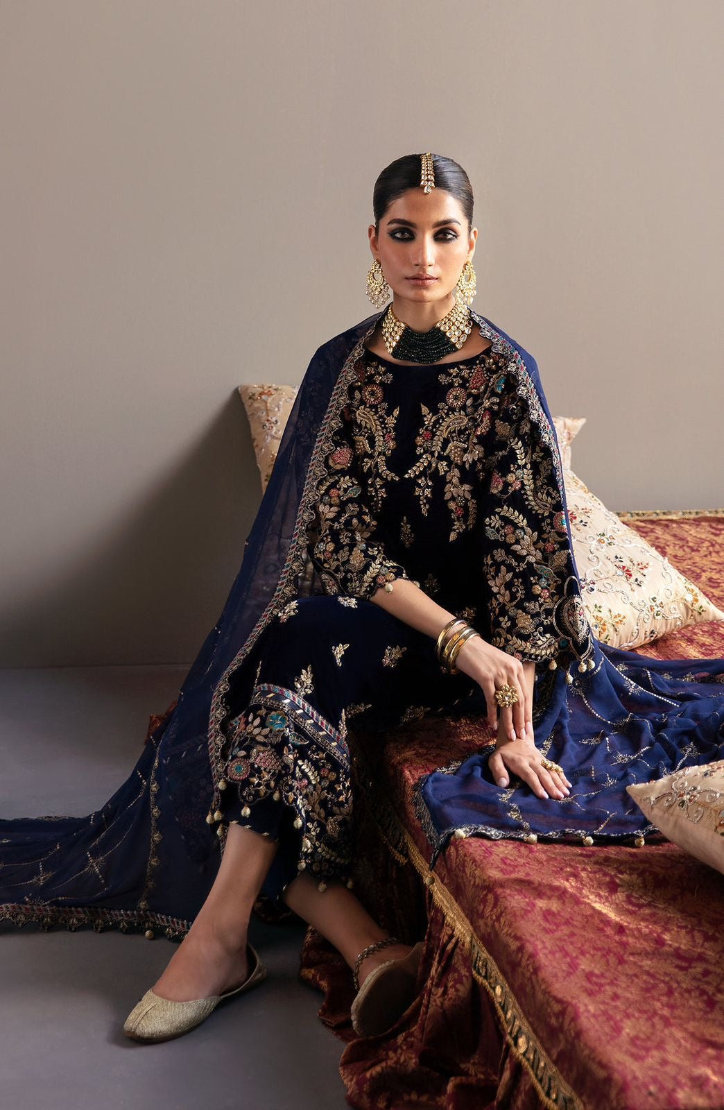 ANAYA BRAND VELVET EMBROIDERED 3 PIECE