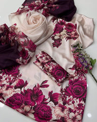 Allover Digital Printed Shamooz Silk 3 PIECE