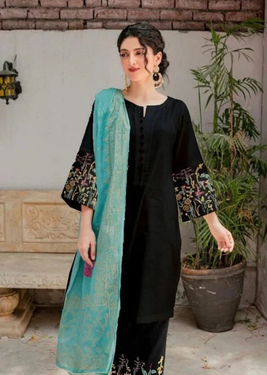 ASLIGN CASUALLY WEAR DHANAK WOOL EMBROIDERED 3 PIECE