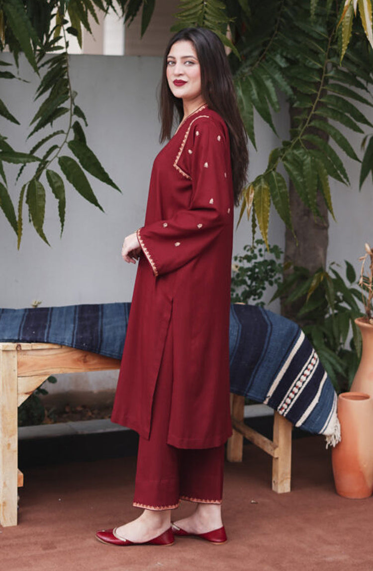 ASLIGN CASUALLY WEAR DHANAK WOOL EMBROIDERED 3 PIECE