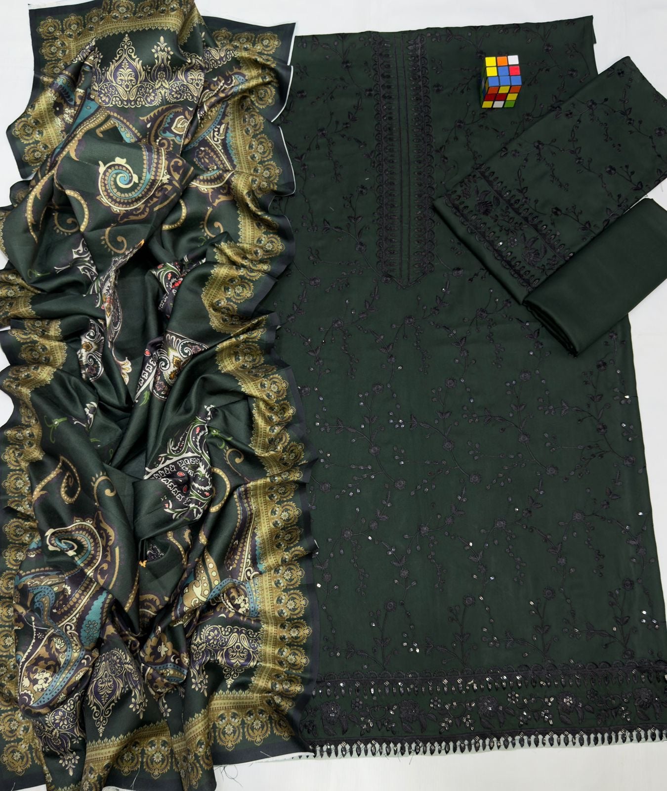 MARIA B LUXURY EMBROIDERED DHANAK 3 PIECE