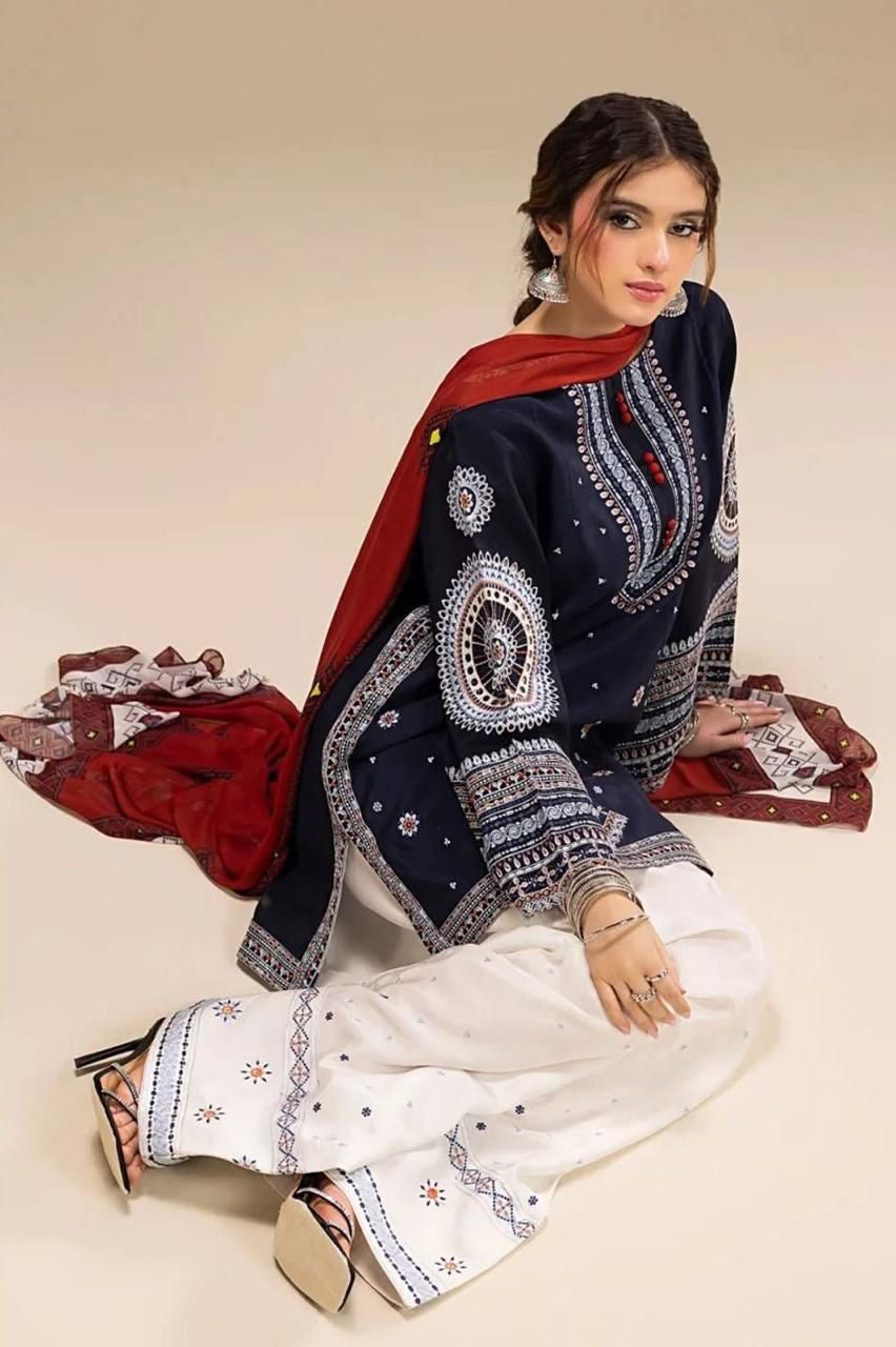 2ND EDITION OF JAZMIN DHANAK EMBROIDERED 3 PIECE FPT