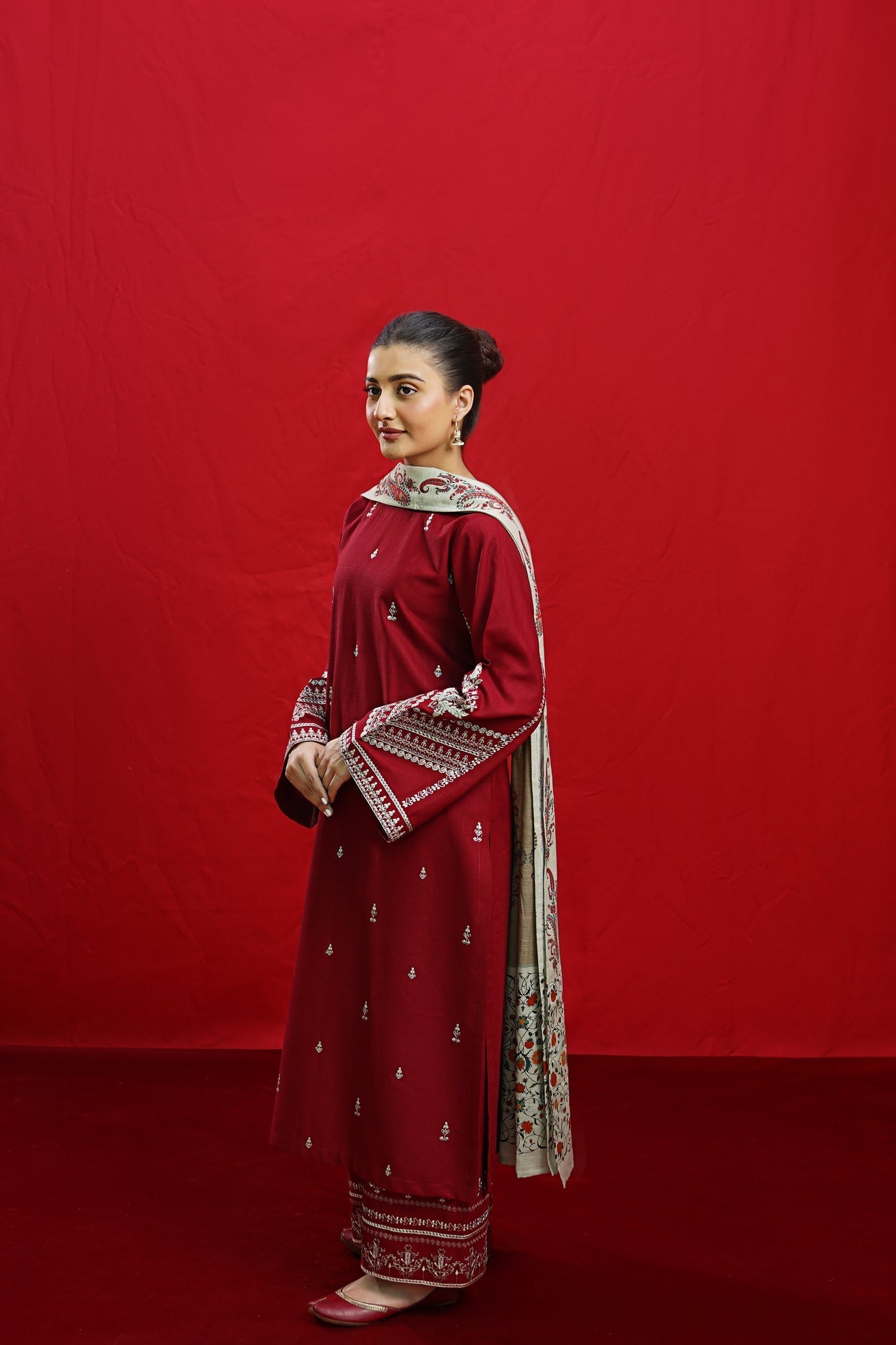 ASLIGN CASUALLY WEAR DHANAK EMBROIDERED 3 PIECE