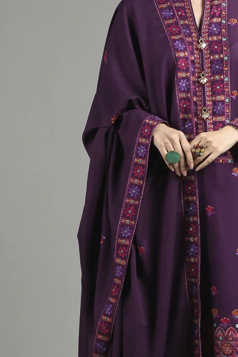 BAREEZE MOST HIT DHANAK WOOL EMBROIDERED 3 PIECE