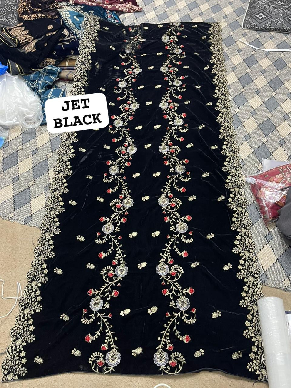 CEREMONIAL VELVET HEAVY EMBROIDERED SHAWLS READY TO WEAR
