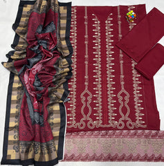 MARIA B LUXURY WEAR DHANAK EMBROIDERED 3 PIECE