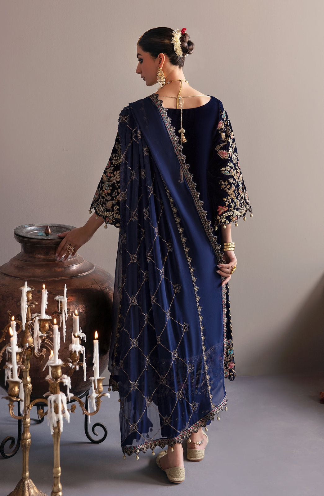 ANAYA BRAND VELVET EMBROIDERED 3 PIECE