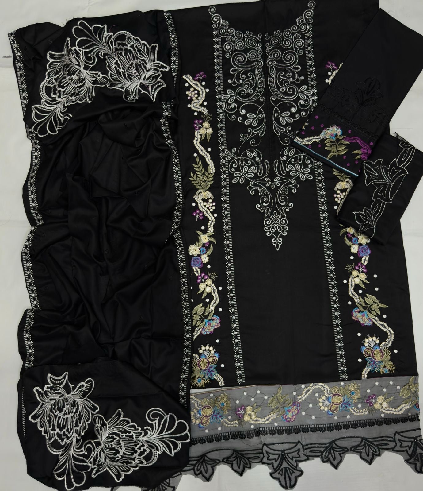 MUSHQ BRAND 5024 DHANAK EMBROIDERED 3 PIECE