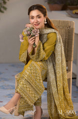 LUXURY EMBROIDERED DHANAK WOOL 3 PIECE LAAM BRAND 4616 YSN