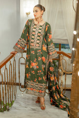 ROYAL COPY OF ANEELA’S MOST HIT SHAMOOZ SILK PRINTED AND EMBROIDERED 3 PIECE