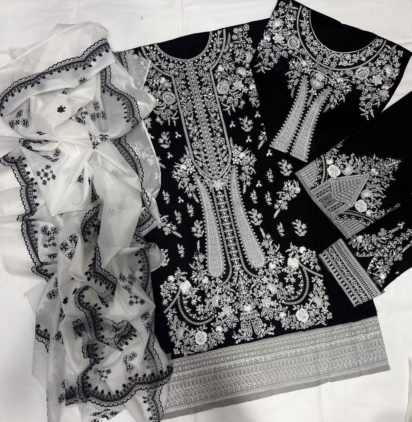 HUSSAIN REHAR Luxury LAWN Heavy Embroidered 3 PIECE 1001