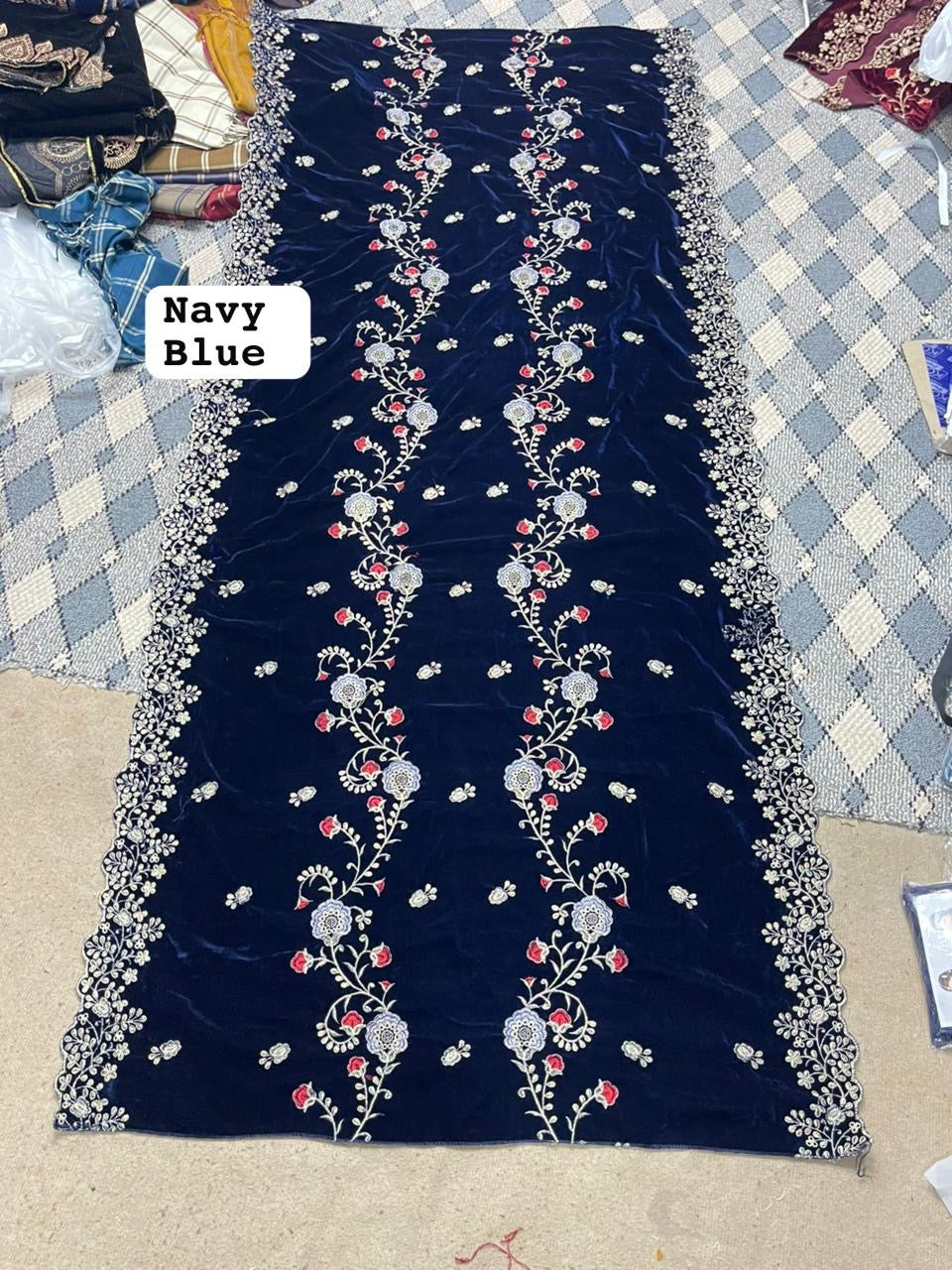 CEREMONIAL VELVET HEAVY LUXURY EMBROIDERED SHAWLS Ready To Wear