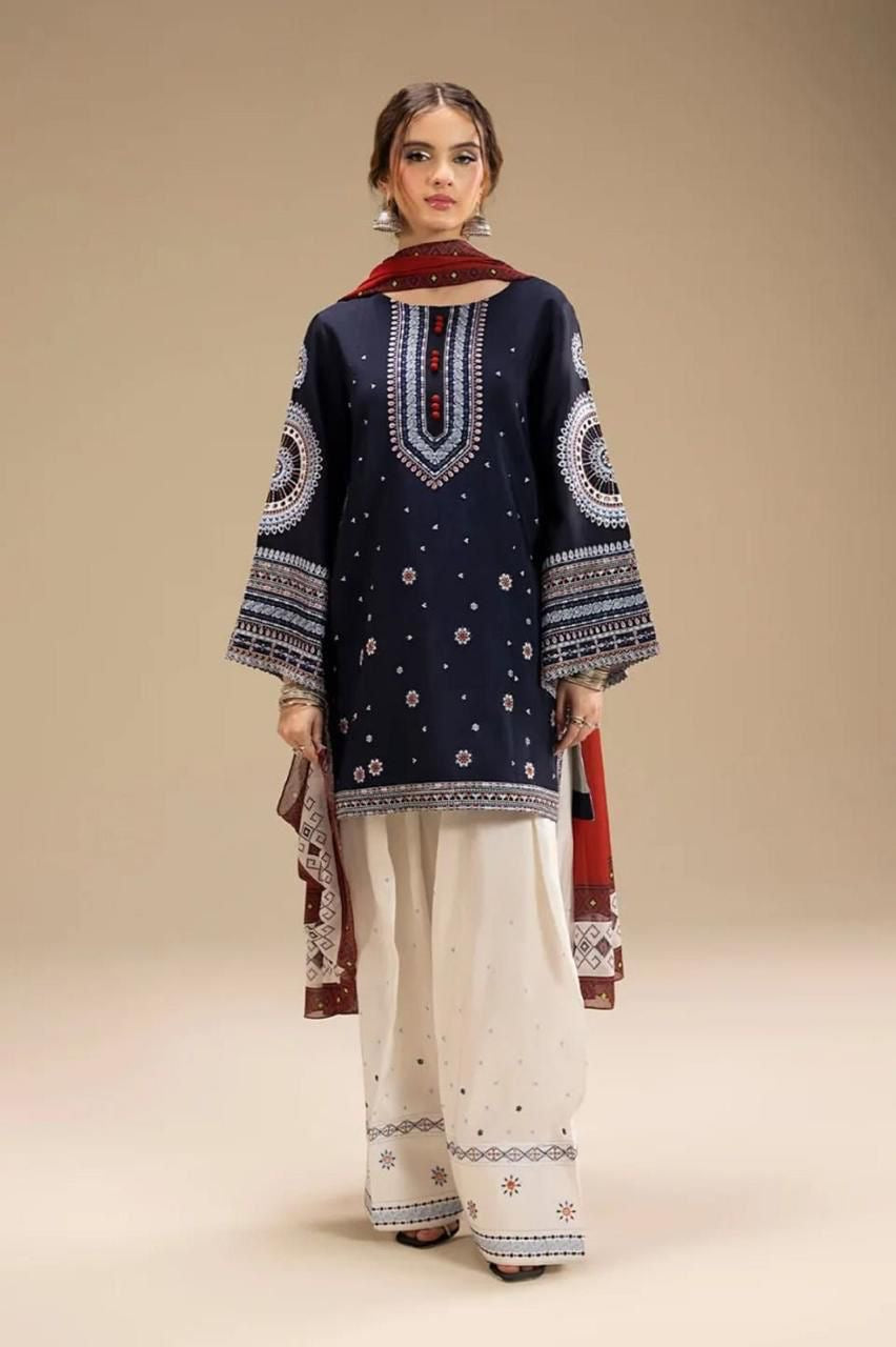 SAPPHIR BRAND DHANAK WOOL EMBROIDERED 3 PIECE (Royal Copy)