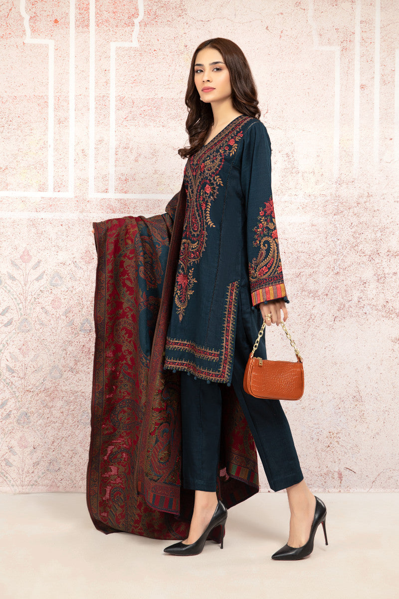 MARIA B MZ821 EMBROIDERED WITH Print Shawl 3 PIECE