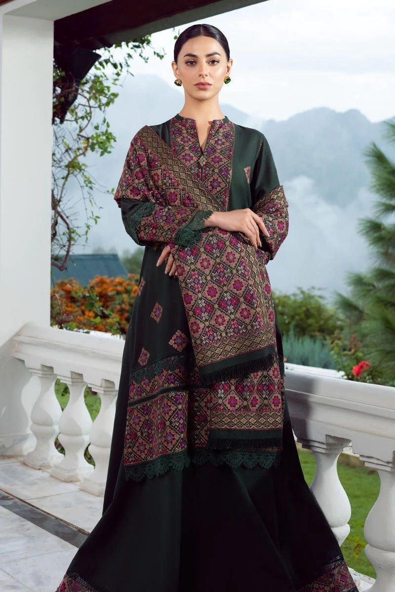 LUXURY HEAVY EMBROIDERED DHANAK WOOL 3 PIECE BIK5089