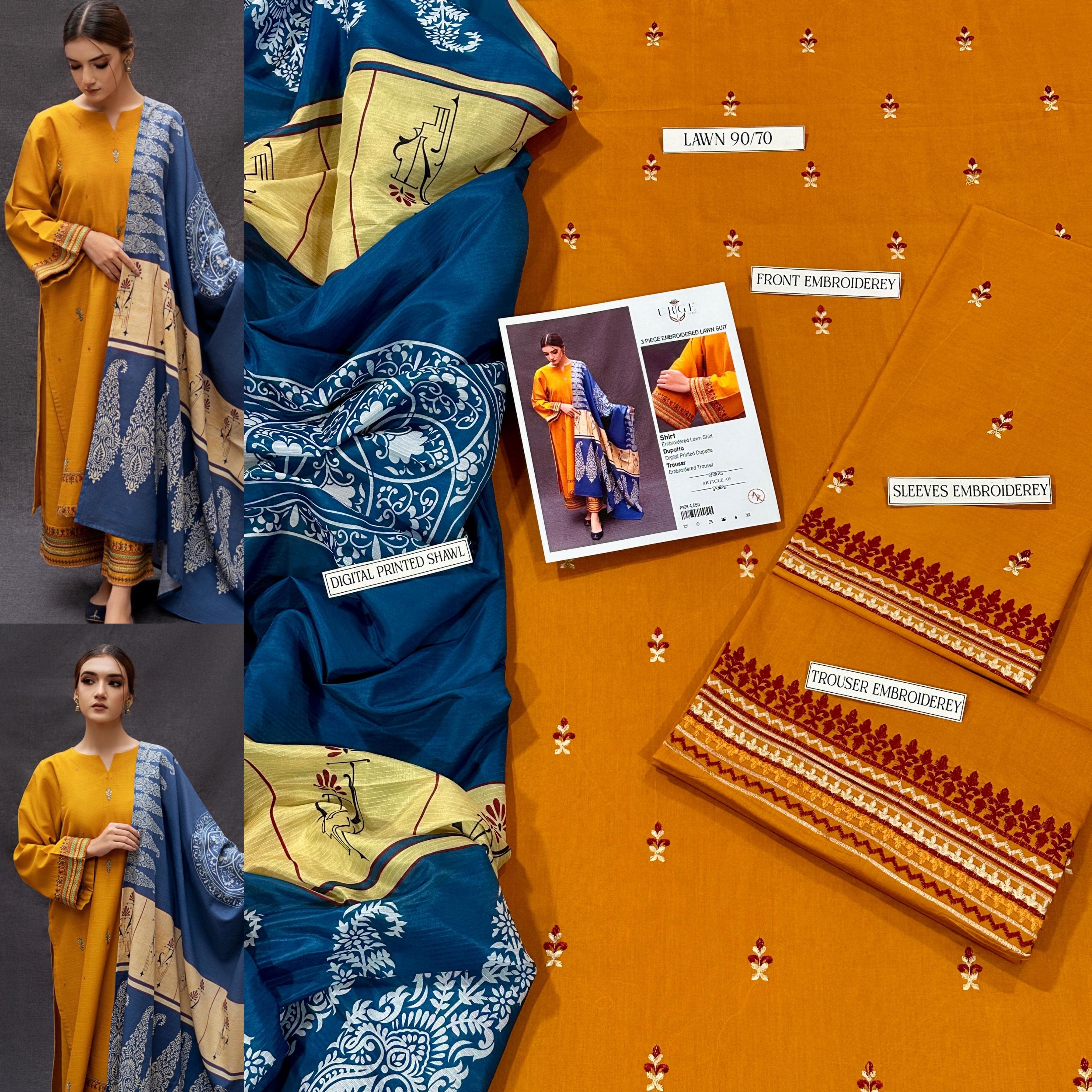 LAWN Cotton EMBROIDERED 3 PIECE