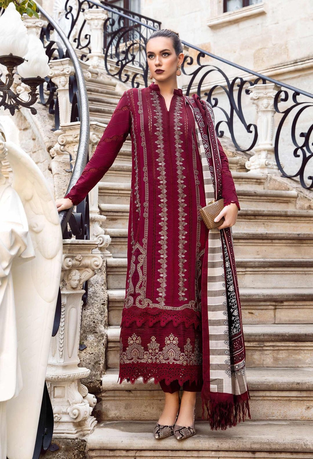 MARIA B LUXURY WEAR DHANAK EMBROIDERED 3 PIECE