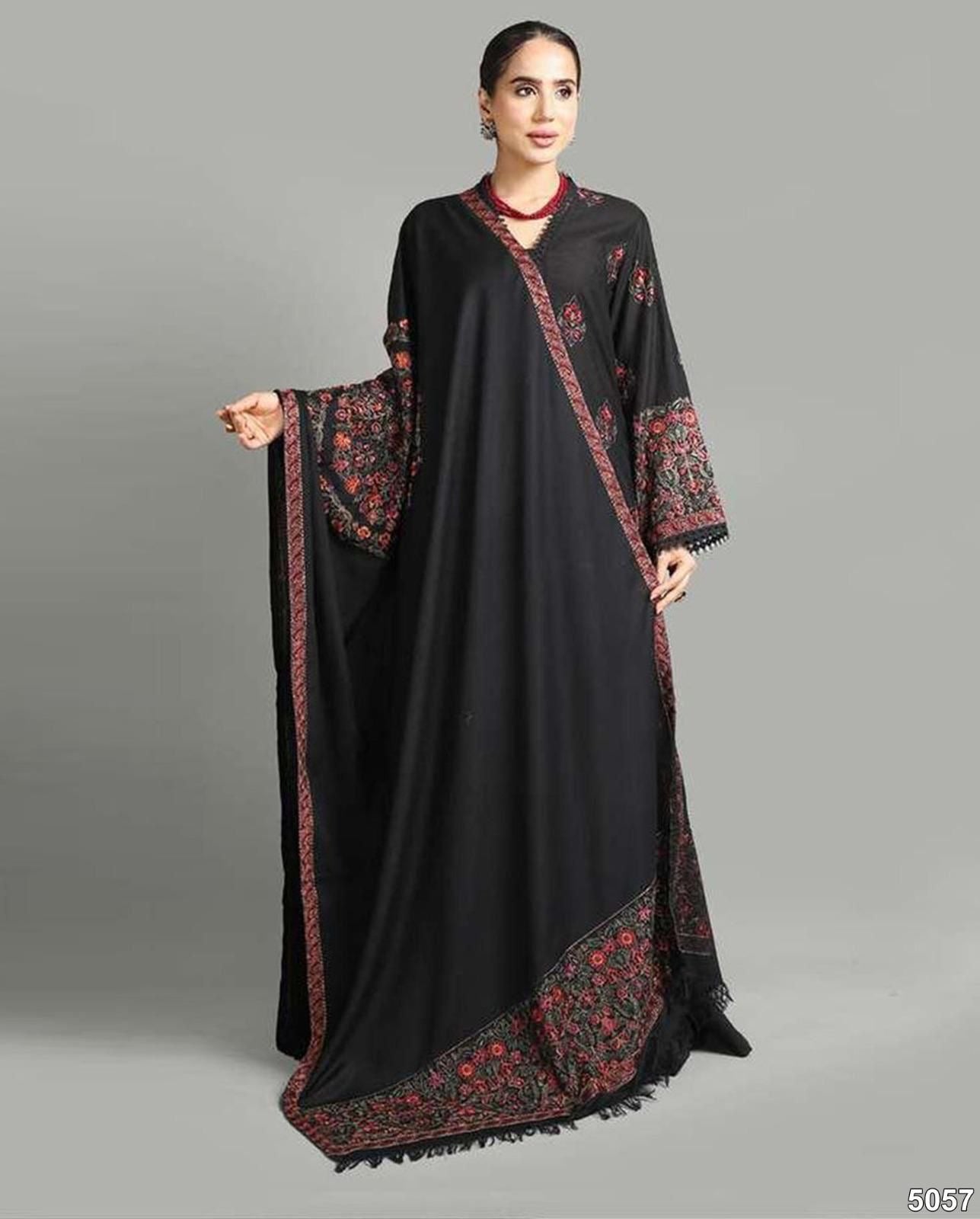 BAREEZE KASHMEERI PEACHWOOL EMBROIDERED 3 PIECE