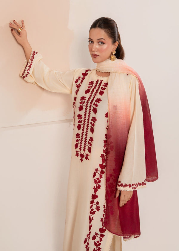 LATEST HIT DHANAK EMBROIDERED 3 PIECE WITH TIE AND DIE DUPTTA