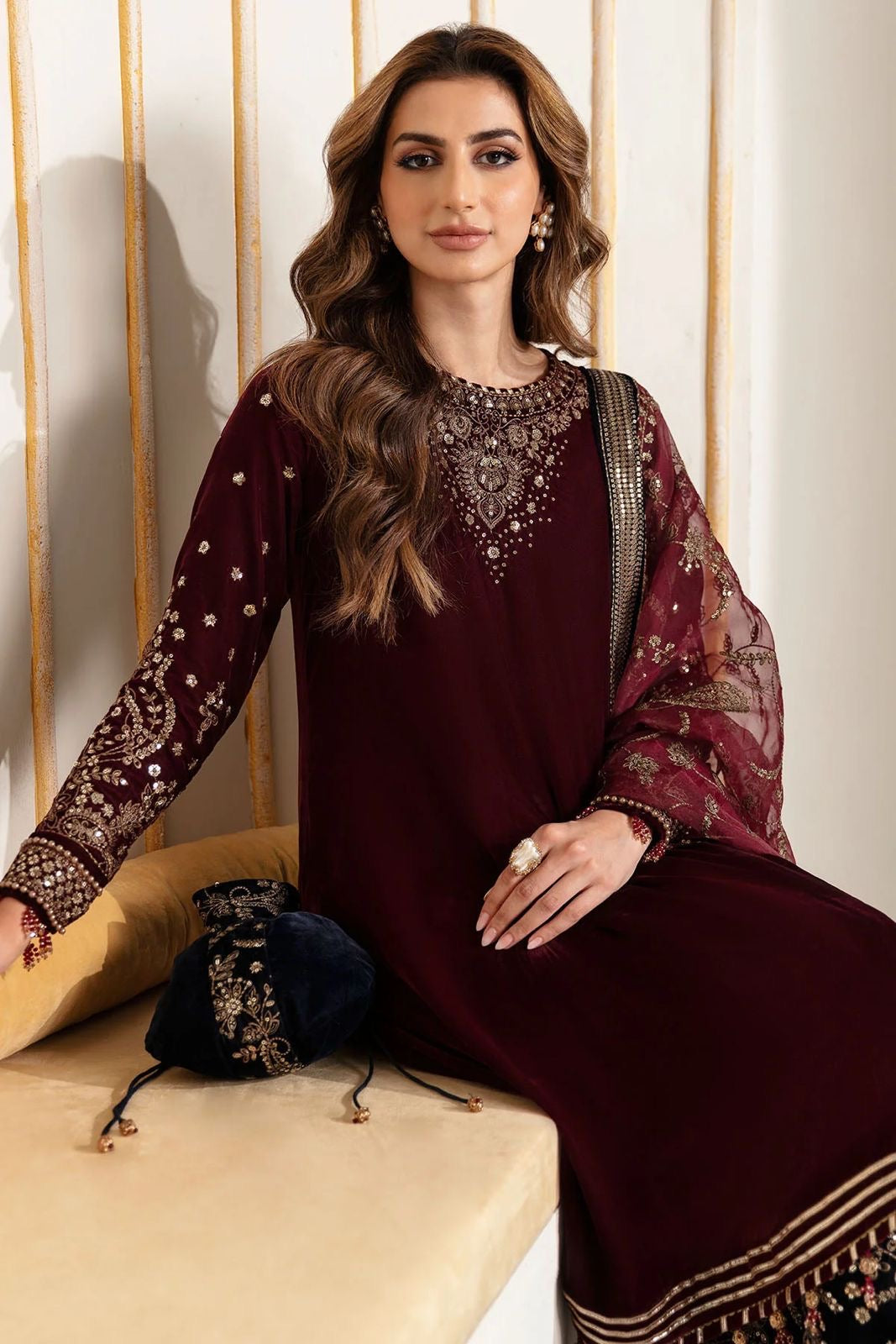 EMAAN ADEEL VELVETY EMBROIDERED 3 PIECE