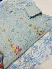 Qalamkar Embroidered 3 piece